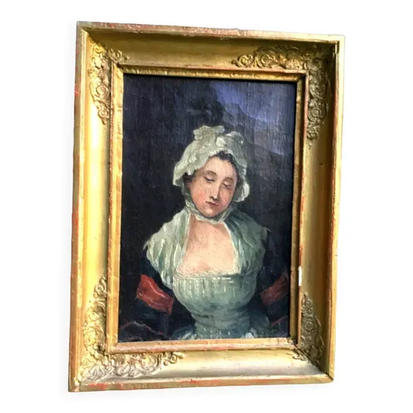École française de la fin du XVIIIeme.huile sur toile.portrait de jeune femme