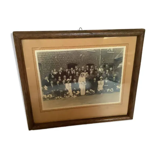 Ancienne photographie de mariage avec un militaire mariés