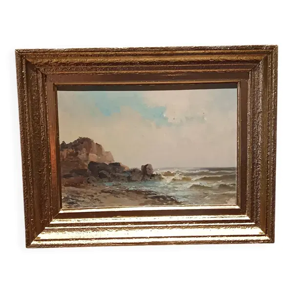 marine ancienne côte rocheuse huile sur toile 1890 - 1910