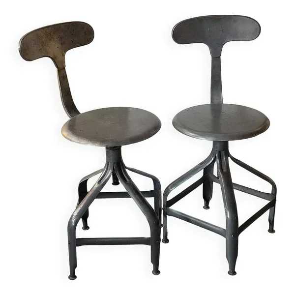 Chaises/tabourets vintage reglables, Edition Nicolle, vers 1960