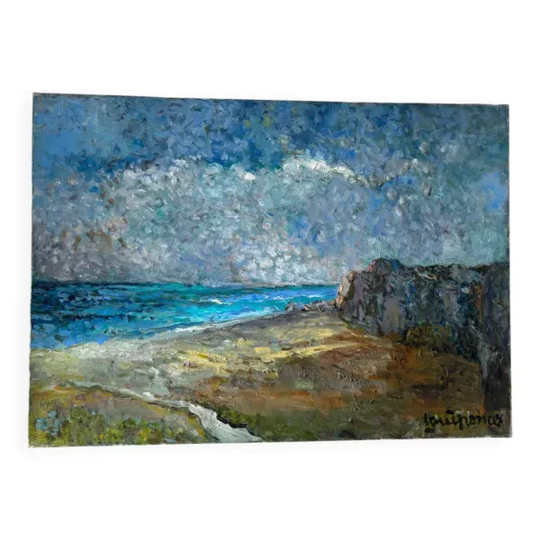 Paysage de bord de mer signé