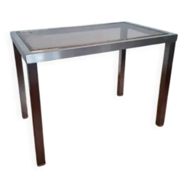 Table Basse Hollywood Regency - Chrome & Laiton - Style Guy Lefèvre -
