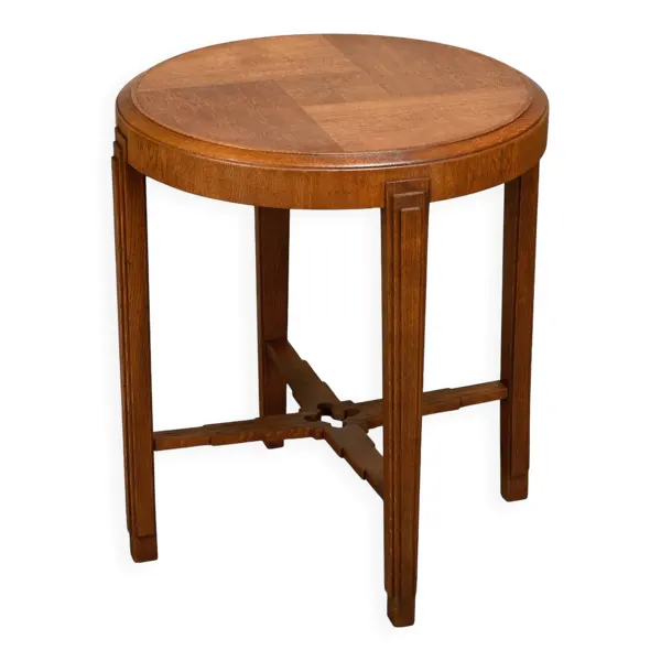 Table d'appoint Art Déco néerlandaise de l'École d'Amsterdam en chêne massif et plaqué.