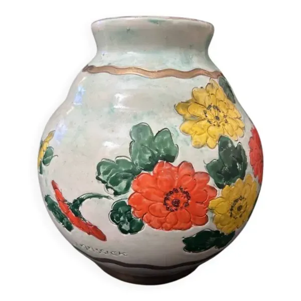 Vase Boule Art Nouveau signé Jérôme Massier - Vallauris (Début XXe)