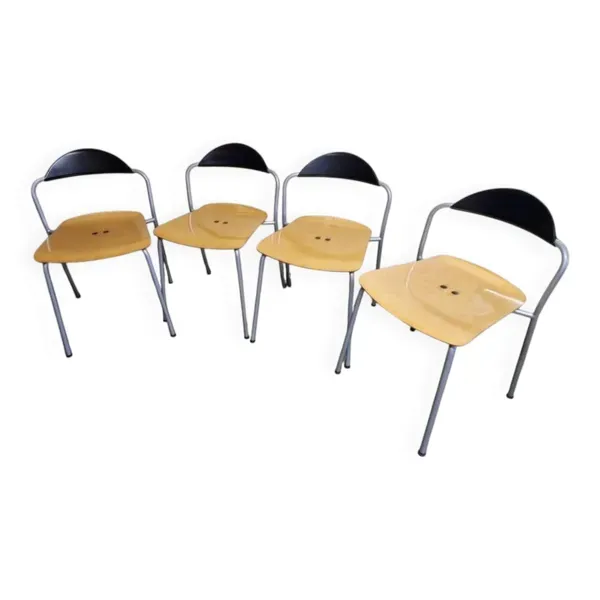 4 chaises en hêtre MB9918 par Vico Magistretti pour Fritz Hansen