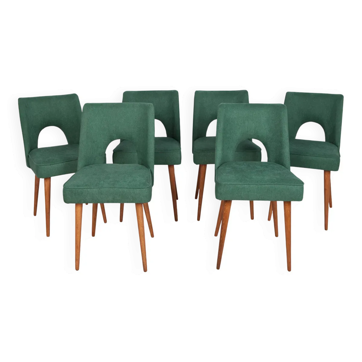 Chaises en coquillage polonaises de l'usine de meubles de Bydgoszcz, années 1960, lot de 6