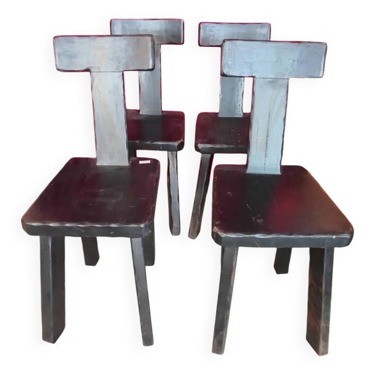 Chaises brutalistes en bois