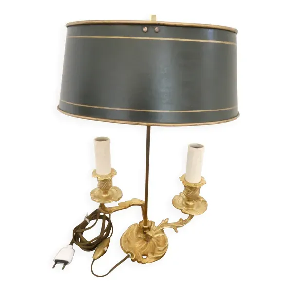Lampe bouillotte style Louis XV Rocaille en bronze doré 2 bras de lumière