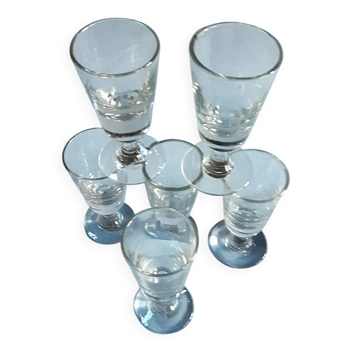 6 verres à café anciens en verre soufflé