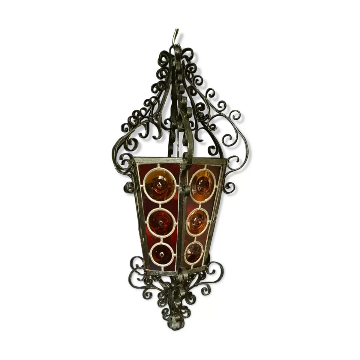 Lanterne fer forgé et vitraux