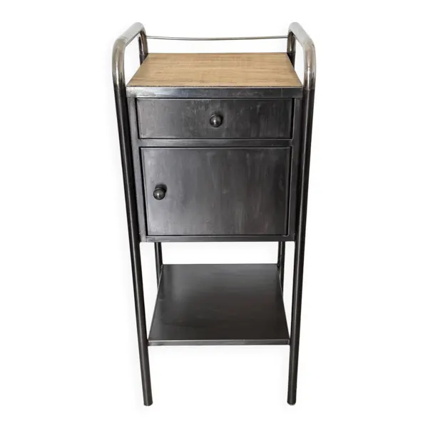 Chevet vintage en métal brossé