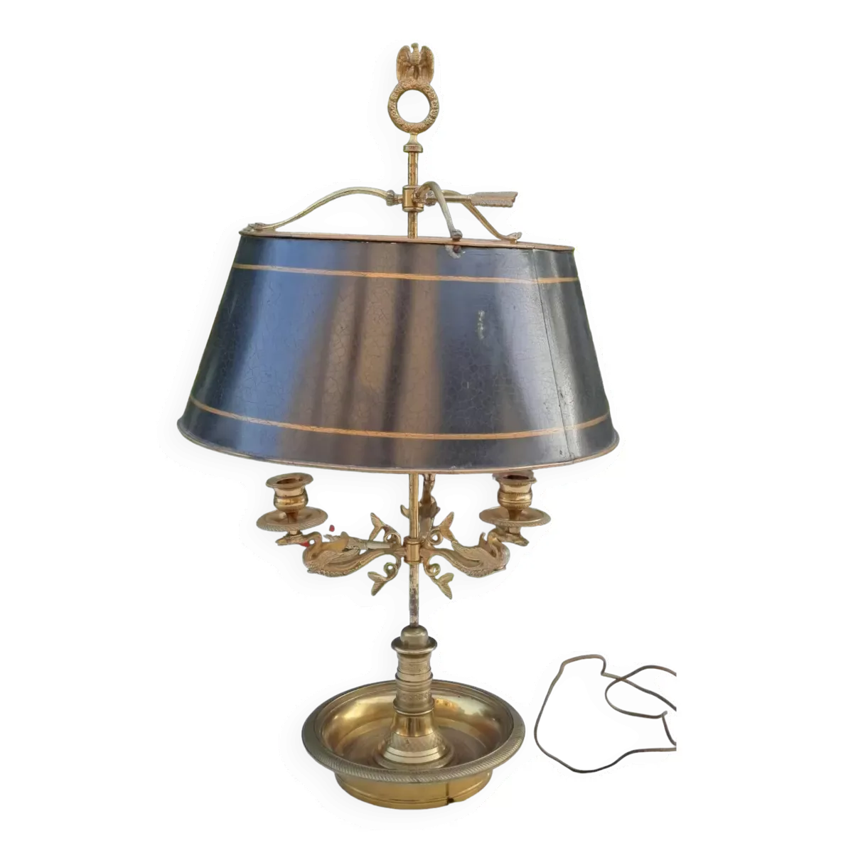 Lampe bouillotte style Empire en bronze et tôle