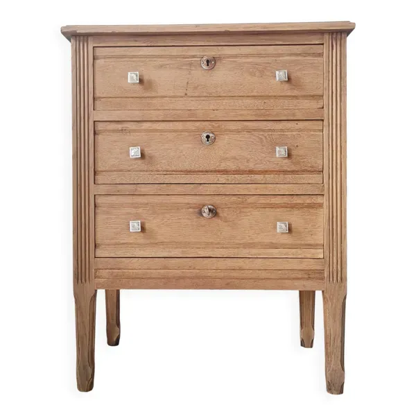 Petite commode 3 tiroirs bois brut- finition bois brut - 81 cm