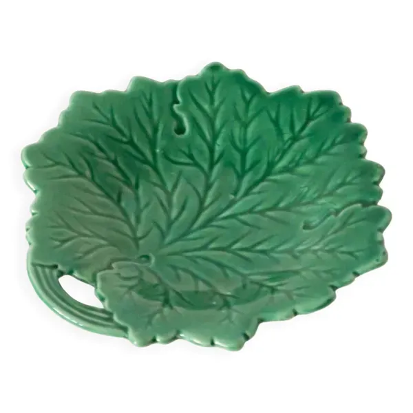 Vide-poche en barbotine modèle Feuille, Vert, 1960 - 14 cm