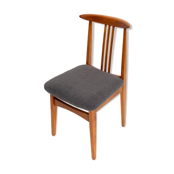 Chaise en hêtre avec revêtement bouclé graphite par M. Zielinski, Europe, 1960