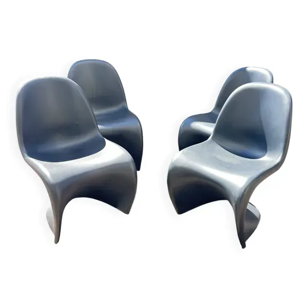 Série de 4 chaises Verner Panton Vitra noires