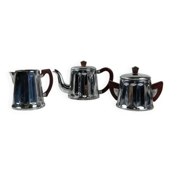 Set à café vintage en métal chromé et bakélite, années 1940/50
