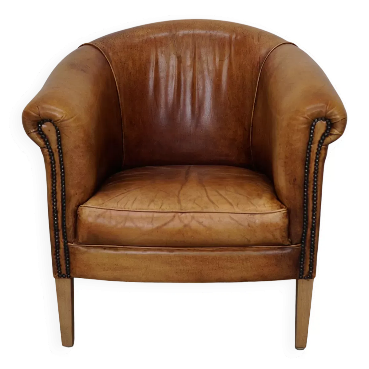 Fauteuil club en cuir coloré vintage