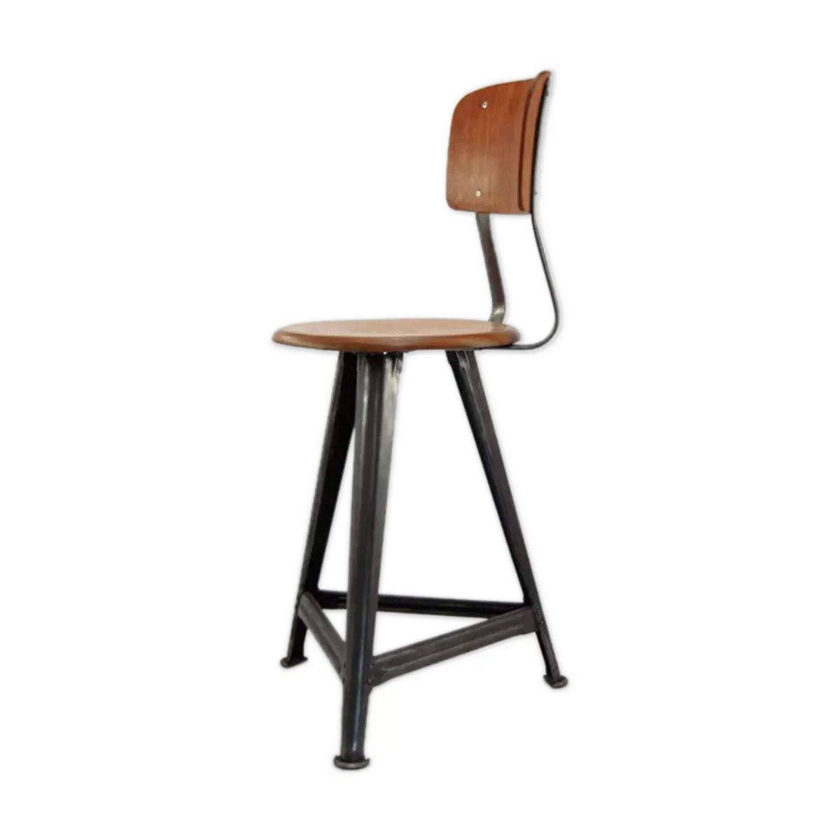 Tabouret industriel Rowac vintage des années 1920