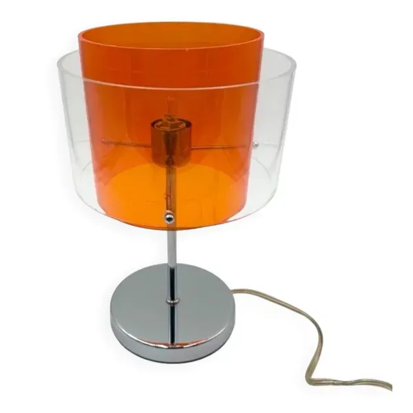 Lampe plexiglass orange et chrome années 90
