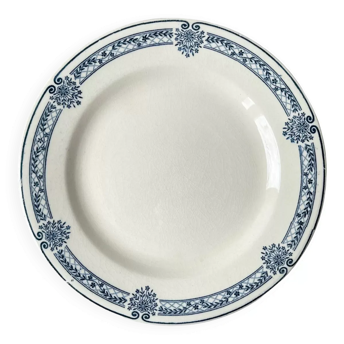 Plat piédouche vintage Terre de fer bleue Salins modèle Arbois Ennege