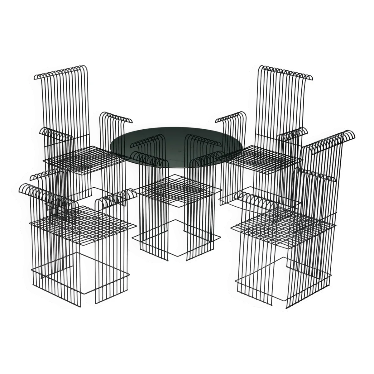 Salon de jardin moderniste en fil métallique, France, années 1970