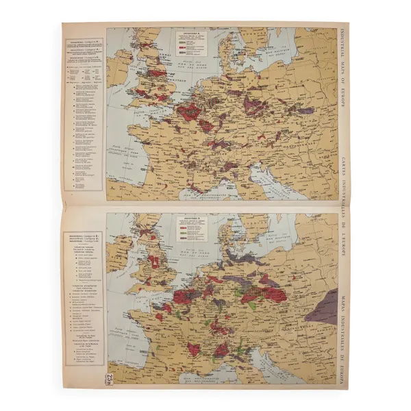 Cartes industrielles de l’Europe — Double planche originale