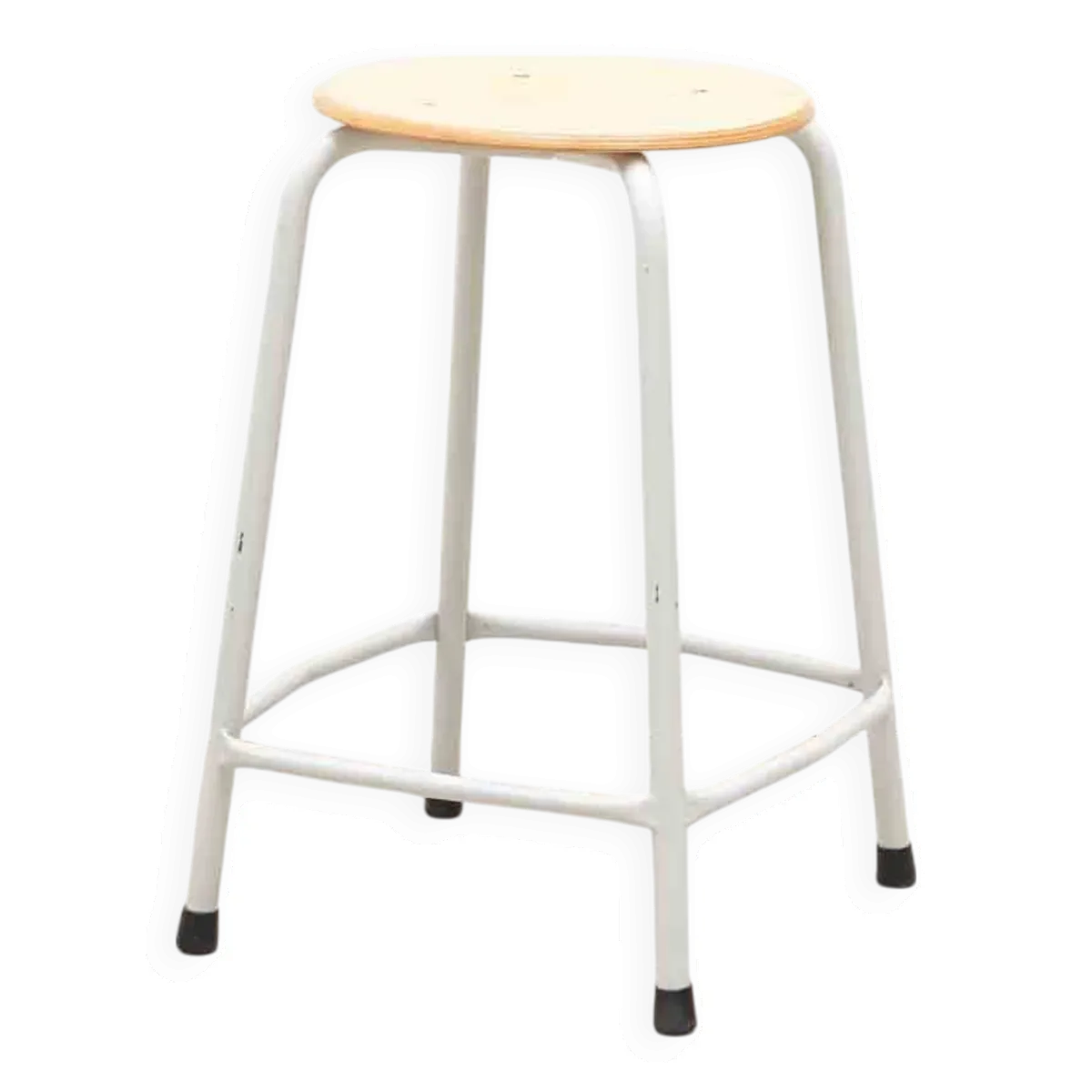 Tabouret mi-haut chêne et blanc