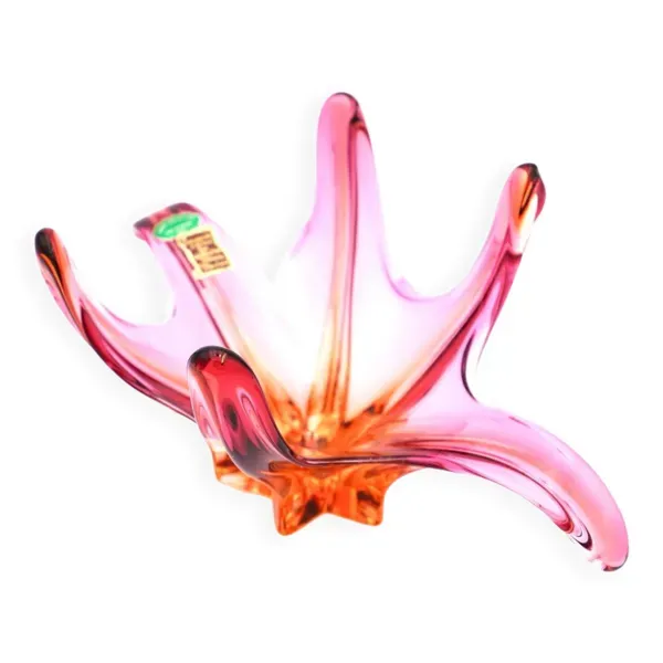 Coupe ''Starfish'' de Murano – Rose Fuchsia & Ambre – Circa 1960