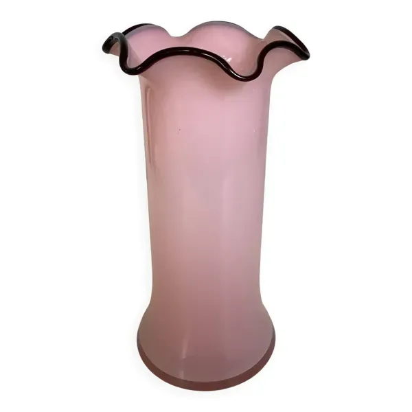 Vase frou frou en pâte de verre rose