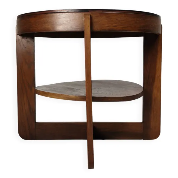 Table d'appoint en chêne de l'École d'Amsterdam avec motif carré, Pays-Bas, vers 1925