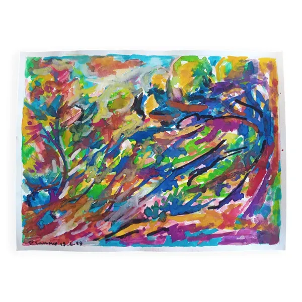 pierre Lacroux (1909- 1993) Gouache sur papier 24 x 32 cm - de 1989 - (316)