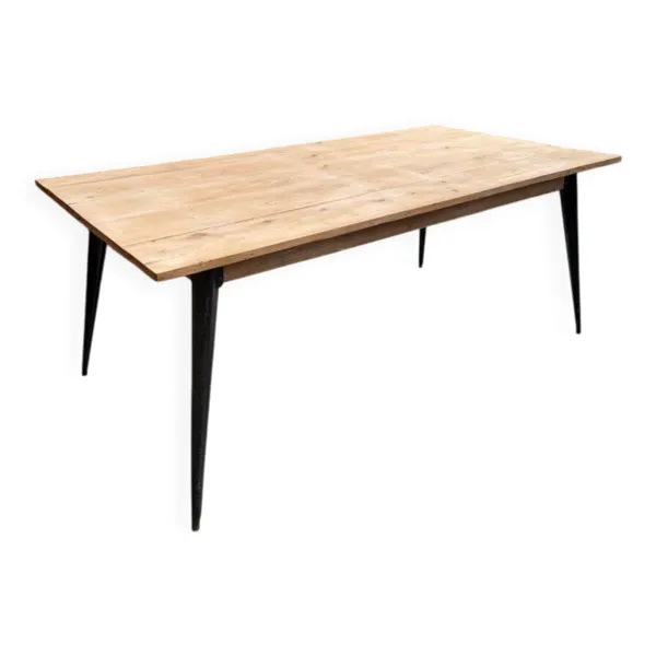 Ancienne table en sapin pieds Tolix