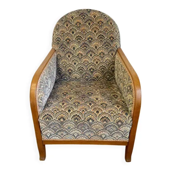 Fauteuil club vintage style Art Déco en bois courbé