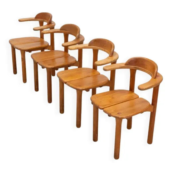 Ensemble de 4 chaises de salle à manger en bois d'aulne Opus par Team 7 Autriche
