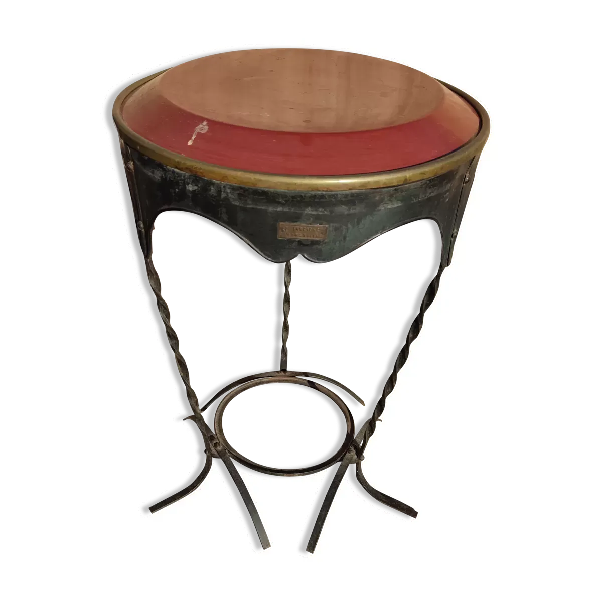 Guéridon en tole peinte peinte et émaillée