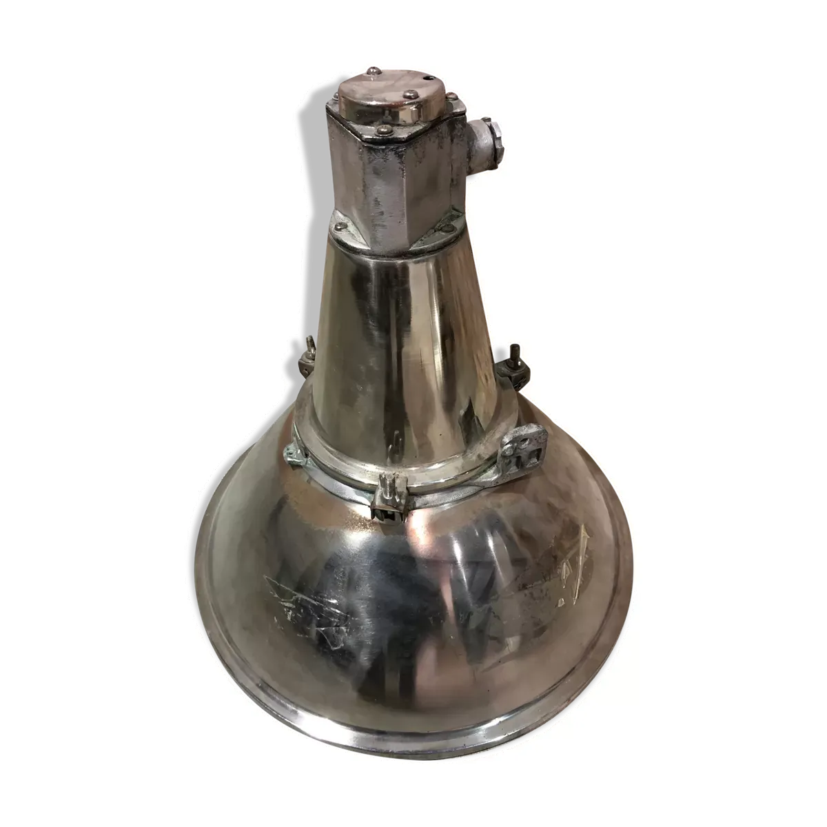 Suspension industrielle en aluminium poli années 1960