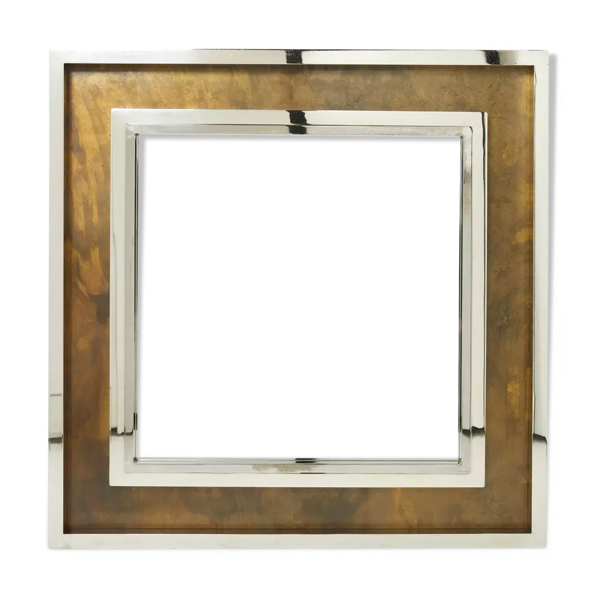 Miroir chrome métal cuivré Industriel par Belgo Chrome 1970 130x130cm