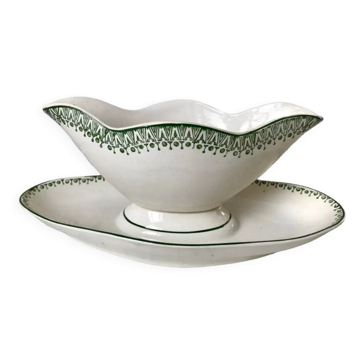 Saucière terre de fer st amand vert début xxème