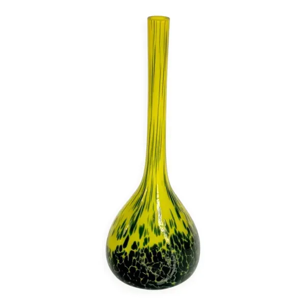 Vase / Soliflore en pâte de verre jaune – Début XXe