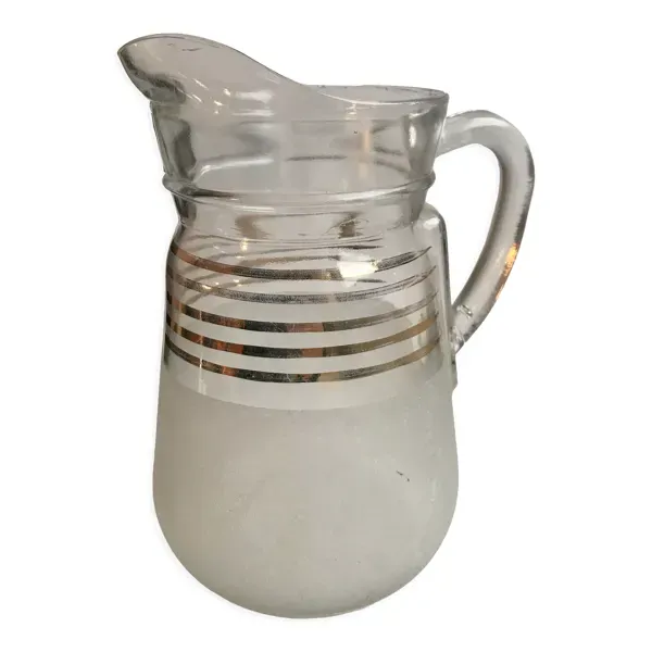 Pichet à eau granité à liserés dorés années 50-60