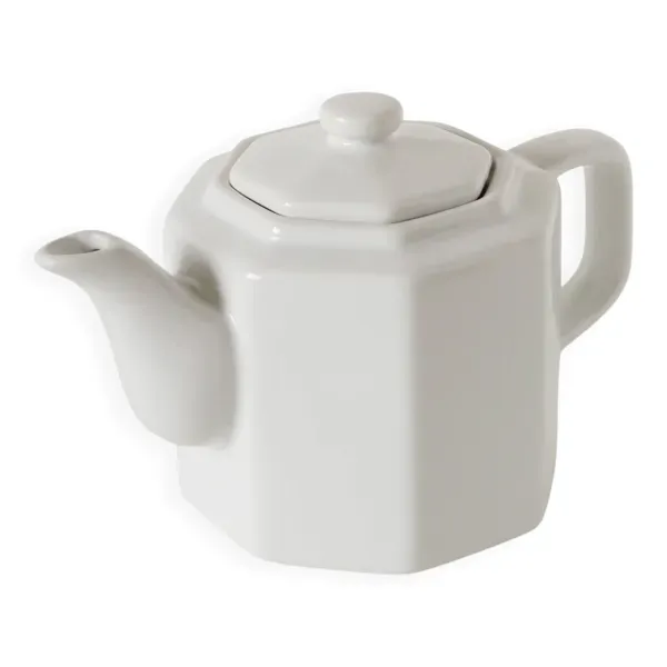 Théière en céramique facettée blanche, 1950