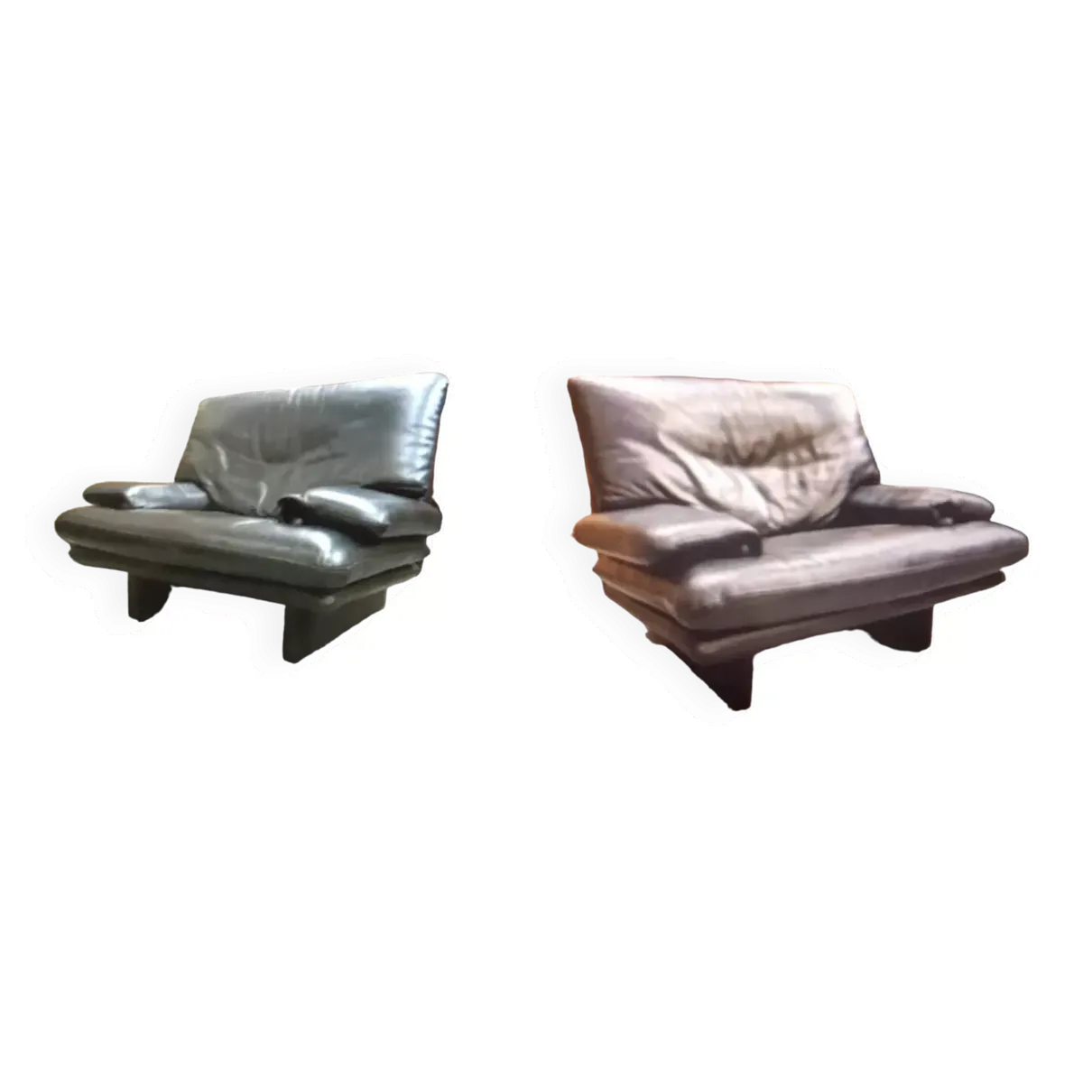 Paire de fauteuils design cuir buffle