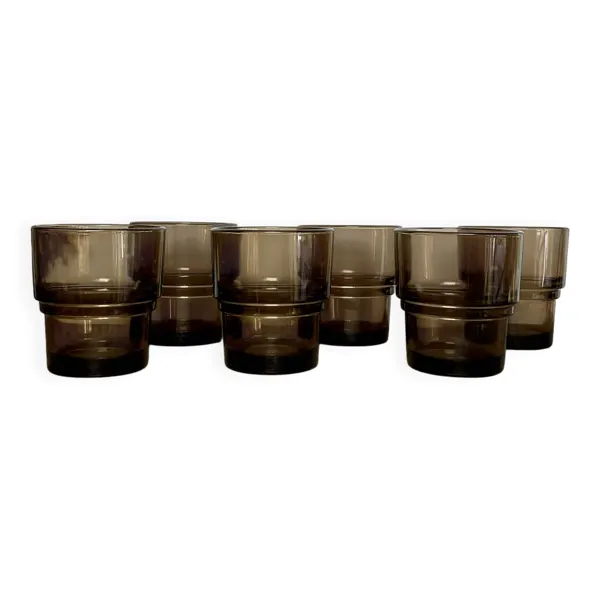 6 verres fumés vereco vintage