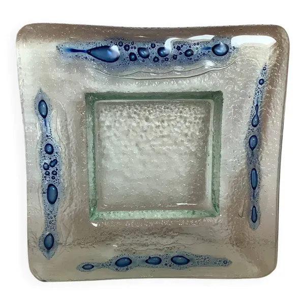 Vide poche en pâte de verre bleue