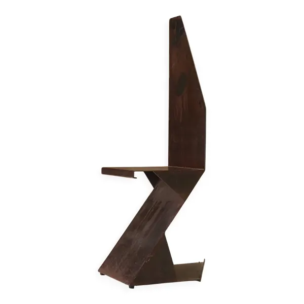 Chaise sculpturale en acier postmoderne, Allemagne, années 1980