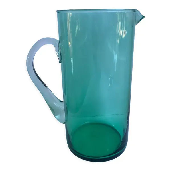 Pichet en verre vert design années 70