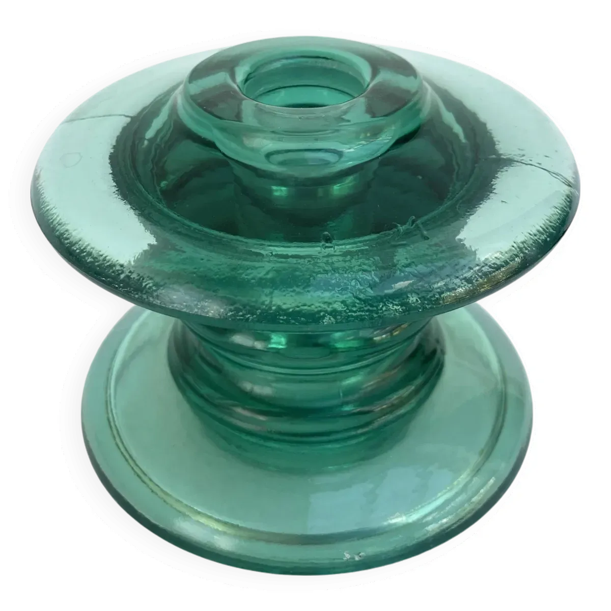 Ancien isolateur edf eiv a21 à détourner en bougeoir industriel • verre trempé