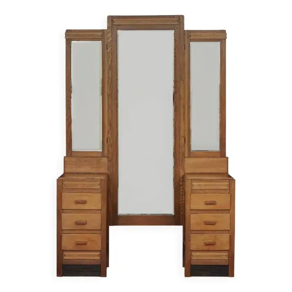 Coiffeuse Art Déco / École de La Haye en chêne. Années 1930