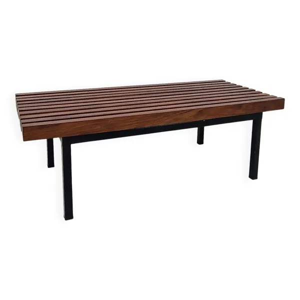 Banc en bois à lattes italien / table basse, 20e siècle